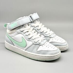 Nike Court Borough Mid 2 Pure Platinum Mint Foam Sneakers CD7782-011 Size 4y